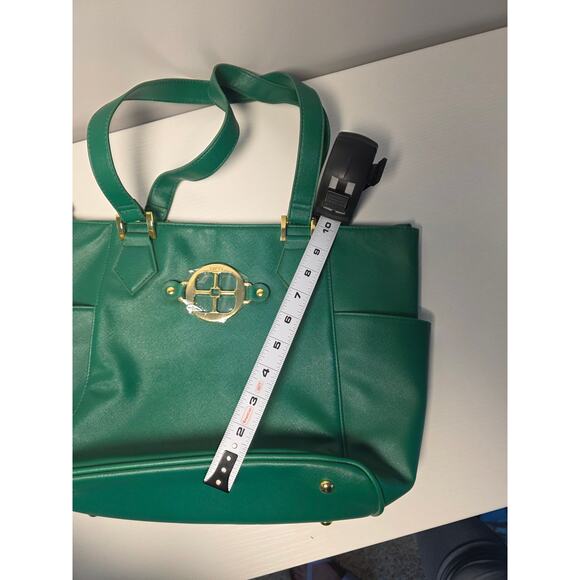 NWOT Joy Iman Green Women's Purse Stylish Hand Bag Rainbow Lining Bold Classy - Picture 7 of 8